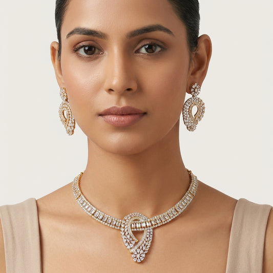 Aira Loop Modern American Diamond Necklace Set